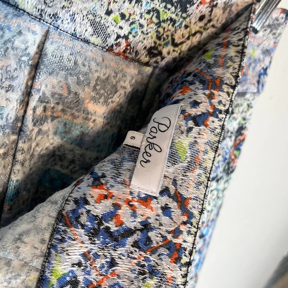 Parker Size 6 Multicolored Geometric Flare Pleated Mini Skirt - Picture 3 of 7